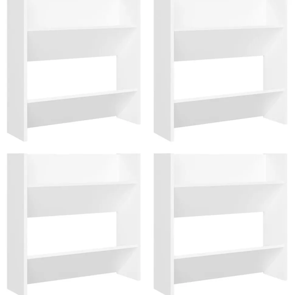 vidaXL Wandschoenenkasten 4 st 60x18x60 cm bewerkt hout wit