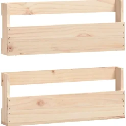 vidaXL Wandschoenenrekken 2 st 59x9x23 cm massief grenenhout