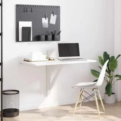 vidaXL Wandtafel inklapbaar 100x60x56 cm bewerkt hout hoogglans wit