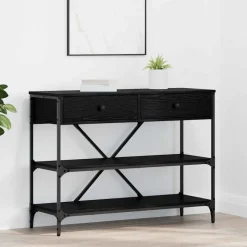 vidaXL Wandtafel met lade Zwart Eiken 100 x 34,5 x 75 cm Hout