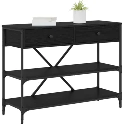 vidaXL Wandtafel met lade Zwart Eiken 100 x 34,5 x 75 cm Hout