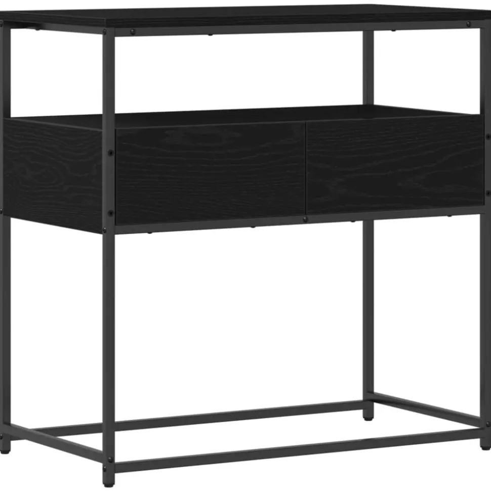 vidaXL Wandtafel met lade Zwart Eiken 75 x 40 x 75 cm Bewerkt hout