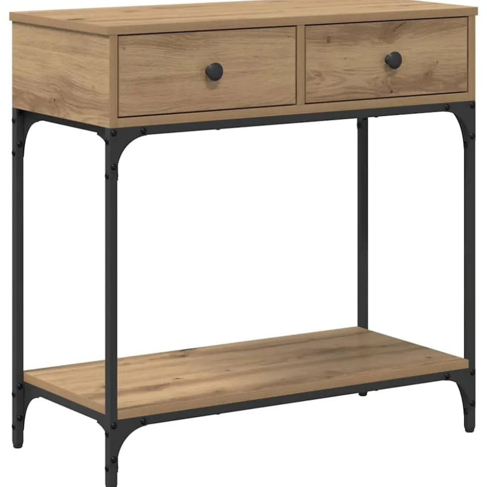vidaXL Wandtafel met lade artisanaal eikenkleurig 75 x 34,5 x 75 cm