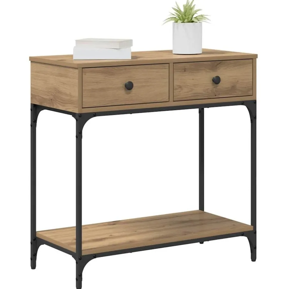 vidaXL Wandtafel met lade artisanaal eikenkleurig 75 x 34,5 x 75 cm