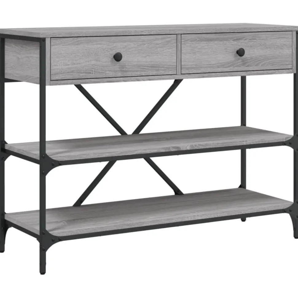 vidaXL Wandtafel met lades en schappen bewerkt hout grijs sonoma eiken