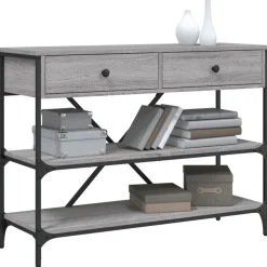 vidaXL Wandtafel met lades en schappen bewerkt hout grijs sonoma eiken