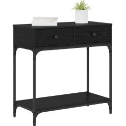 vidaXL Wandtafel met lade Zwart eiken 75 x 34.5 x 75 cm Bewerkt hout