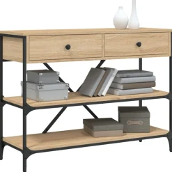 vidaXL Wandtafel met lades en schappen bewerkt hout sonoma eikenkleur