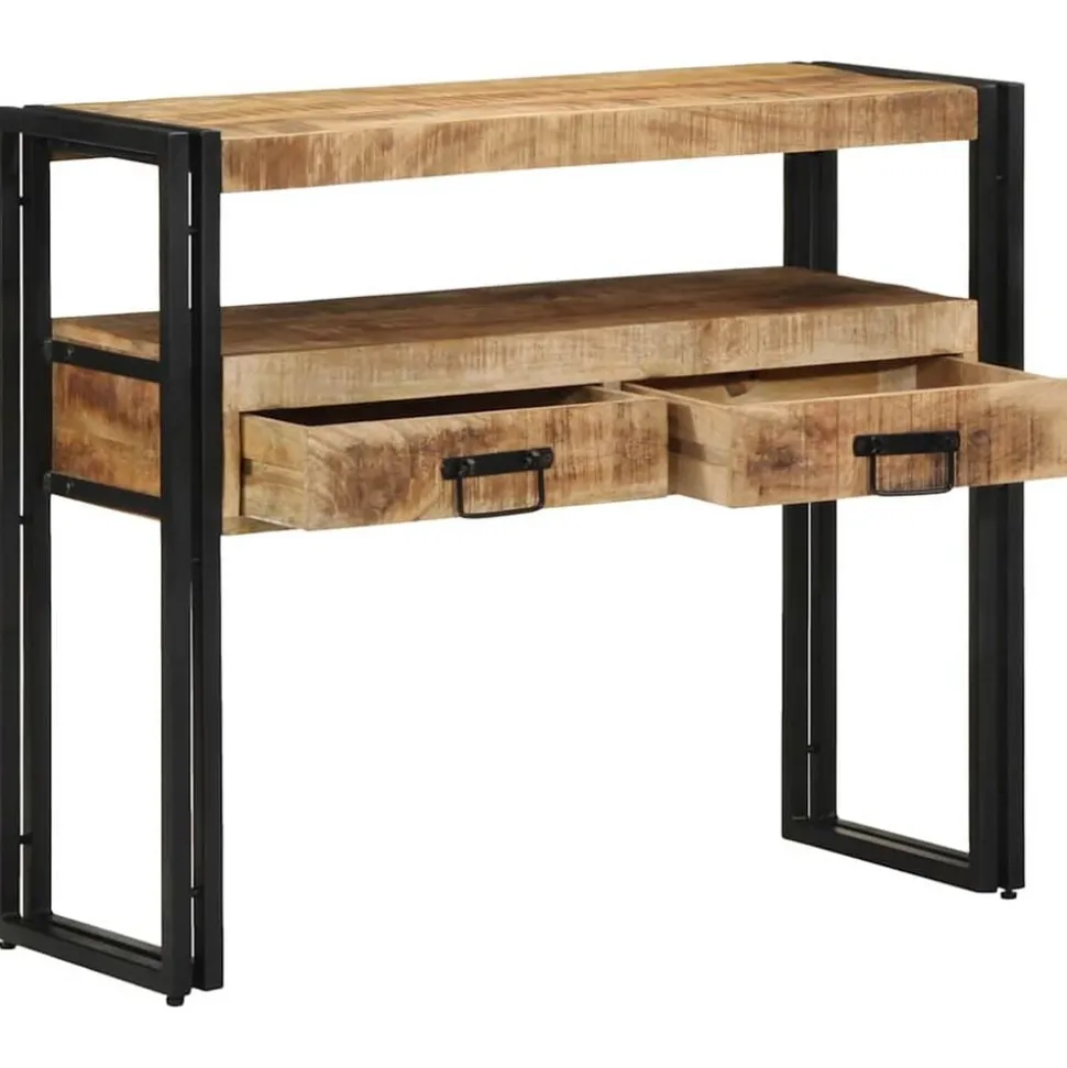 vidaXL Wandtafel met lade Bruin 90 x 33 x 75 cm Massief Mango Hout