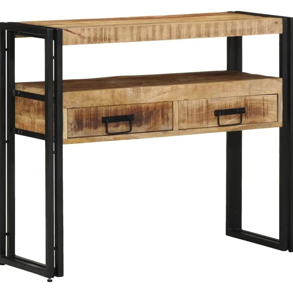 vidaXL Wandtafel met lade Bruin 90 x 33 x 75 cm Massief Mango Hout