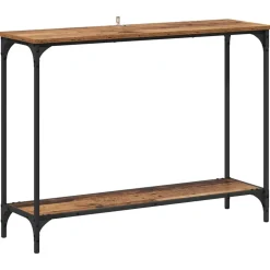 vidaXL Wandtafel met plank Oud hout 101 x 30.5 x 75 cm Bewerkt hout