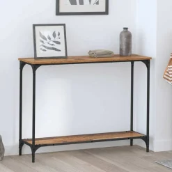 vidaXL Wandtafel met plank Oud hout 101 x 30.5 x 75 cm Bewerkt hout