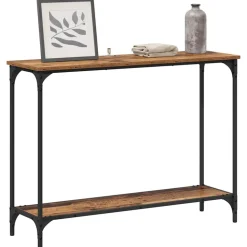vidaXL Wandtafel met plank Oud hout 101 x 30.5 x 75 cm Bewerkt hout