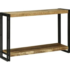 vidaXL Wandtafel met plank Bruin 120 x 33 x 75 cm Massief Mango Hout