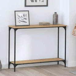 vidaXL Wandtafel met plank artisanaal eikenkleurig 101 x 30.5 x 75 cm