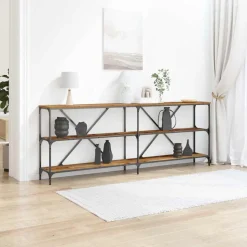 vidaXL Wandtafel met plank Oudhout 200 x 30 x 75 cm Bewerkt hout