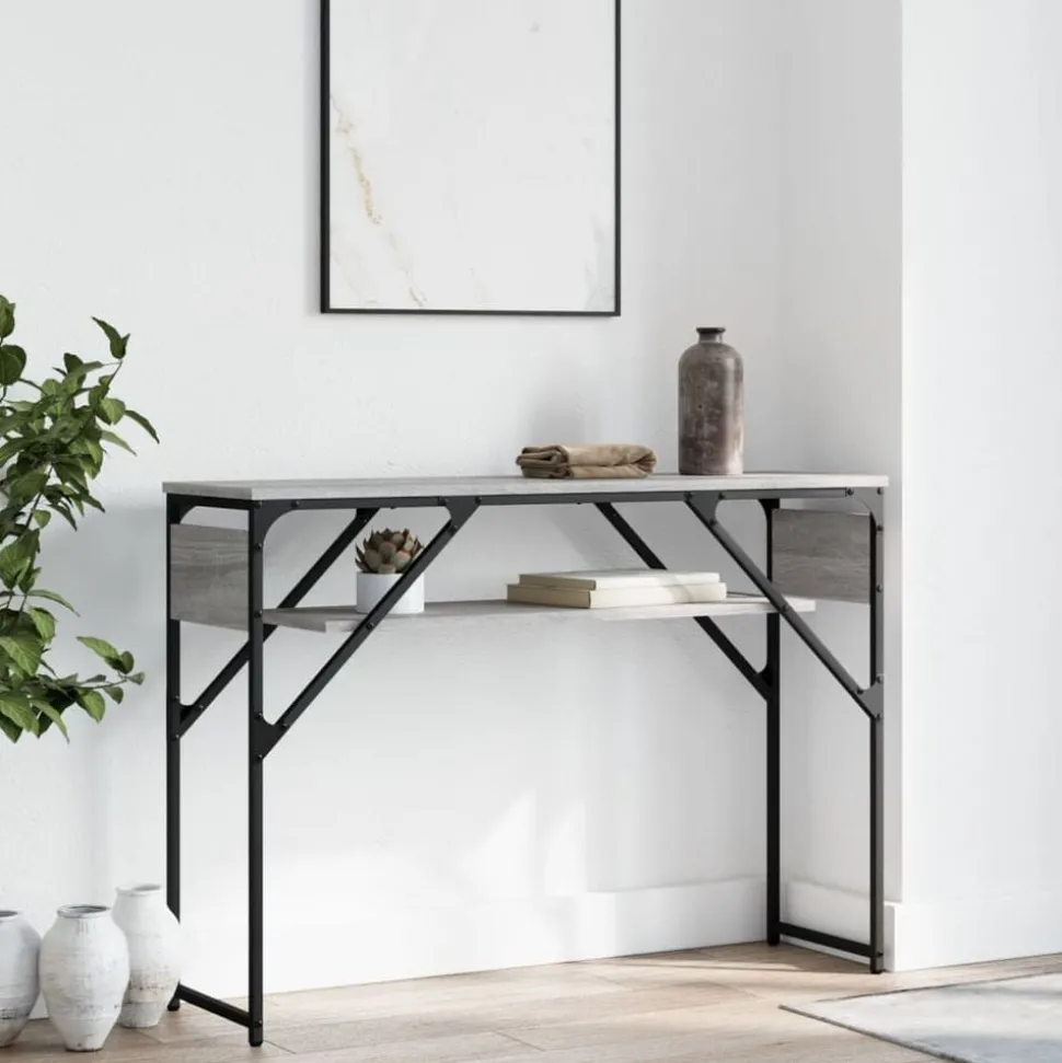 vidaXL Wandtafel met schap 105x30x75 cm bewerkt hout grijs sonoma
