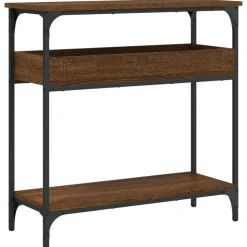vidaXL Wandtafel met schap 75x29x75 cm bewerkt hout bruin eikenkleur