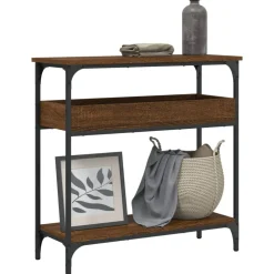vidaXL Wandtafel met schap 75x29x75 cm bewerkt hout bruin eikenkleur