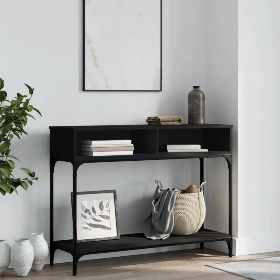 vidaXL Wandtafel 100x30,5x75 cm bewerkt hout zwart