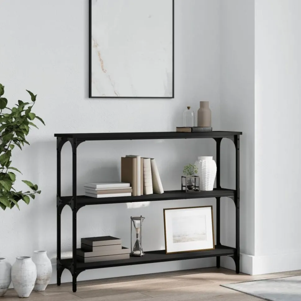 vidaXL Wandtafel 100x22,5x75 cm bewerkt hout zwart