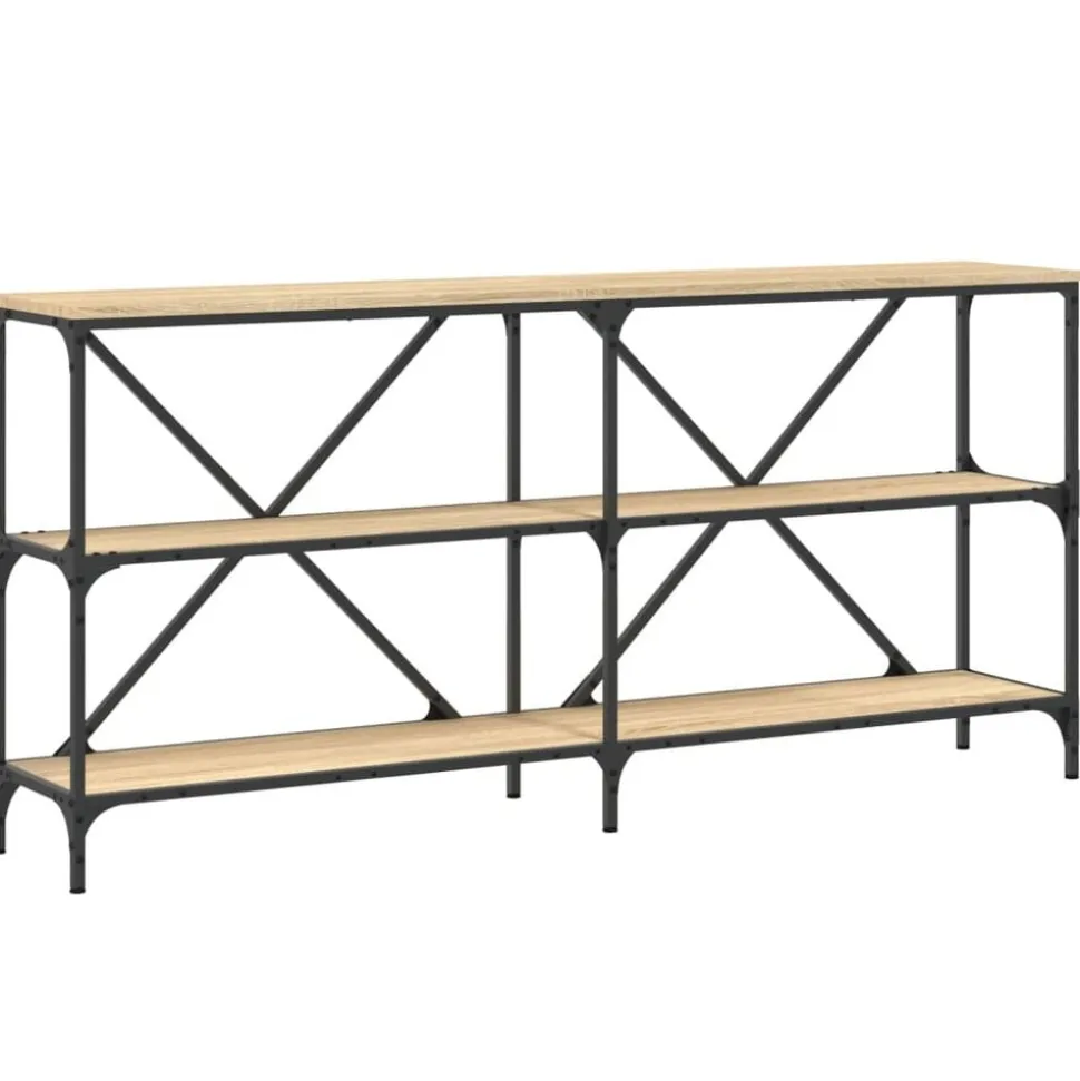 vidaXL Wandtafel 160x30x75 cm bewerkt hout en ijzer sonoma eikenkleur