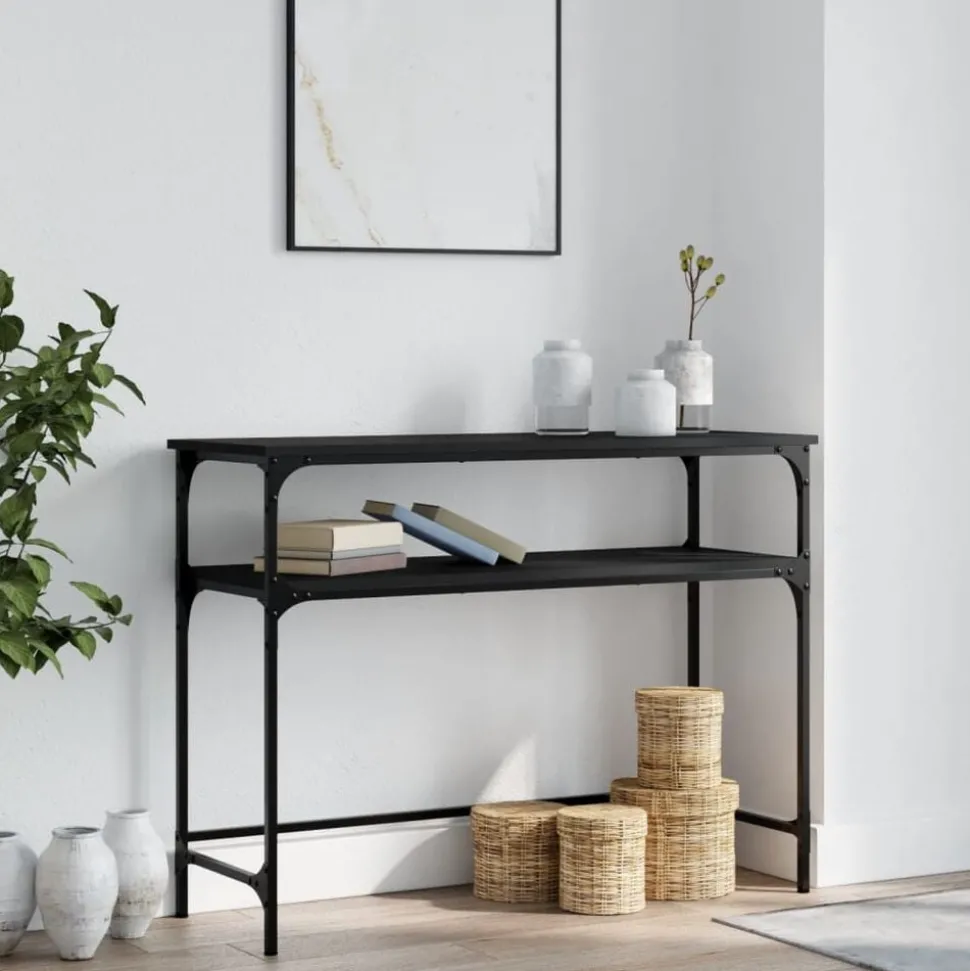 vidaXL Wandtafel 100x35,5x75 cm bewerkt hout zwart