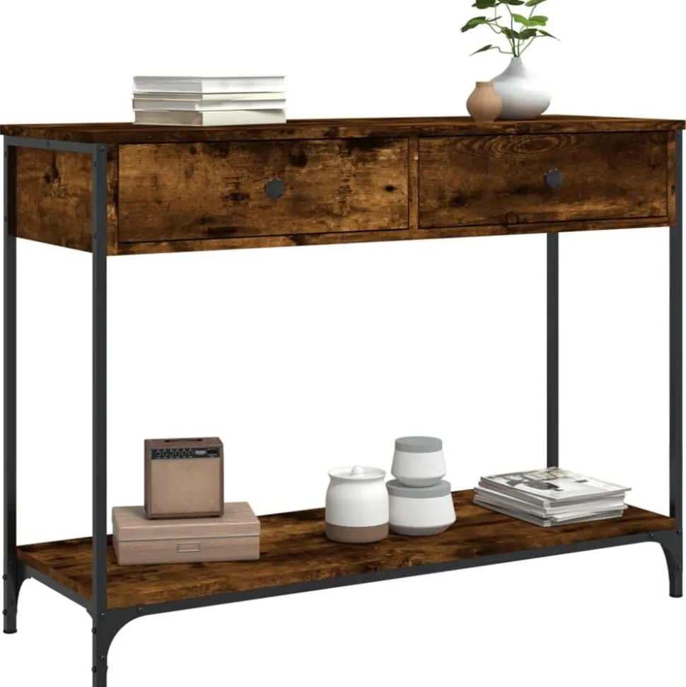 vidaXL Wandtafel 100x34,5x75 cm bewerkt hout gerookt eikenkleurig