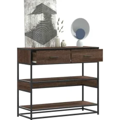 vidaXL Wandtafel 90x35x80 cm bewerkt hout bruin eikenkleur