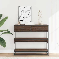 vidaXL Wandtafel 90x35x80 cm bewerkt hout bruin eikenkleur