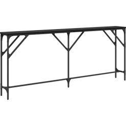 vidaXL Wandtafel Zwart eiken 180 x 23 x 75 cm Gelaagd hout en metaal