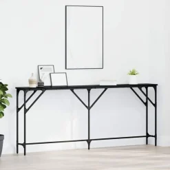 vidaXL Wandtafel Zwart eiken 180 x 23 x 75 cm Gelaagd hout en metaal