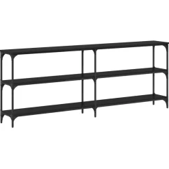 vidaXL Wandtafel Zwart eiken 200 x 29 x 75 cm Geperst Hout en Metaal