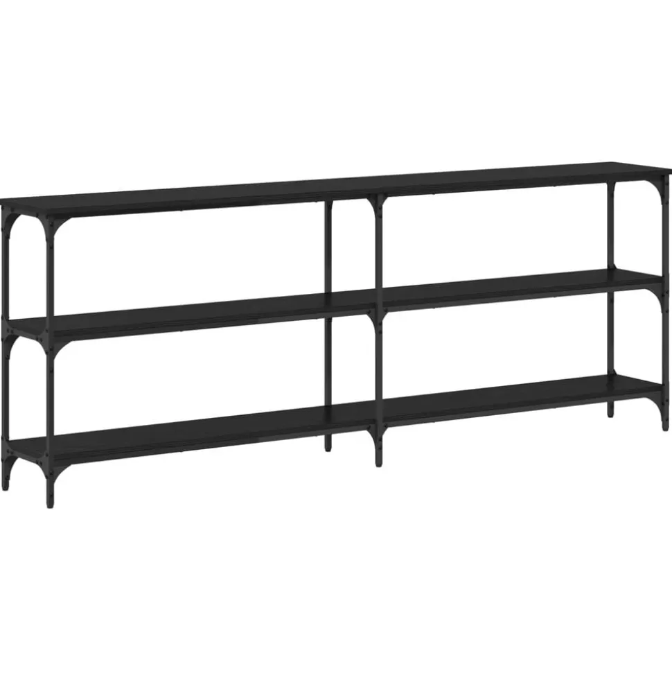 vidaXL Wandtafel Zwart eiken 200 x 29 x 75 cm Geperst Hout en Metaal