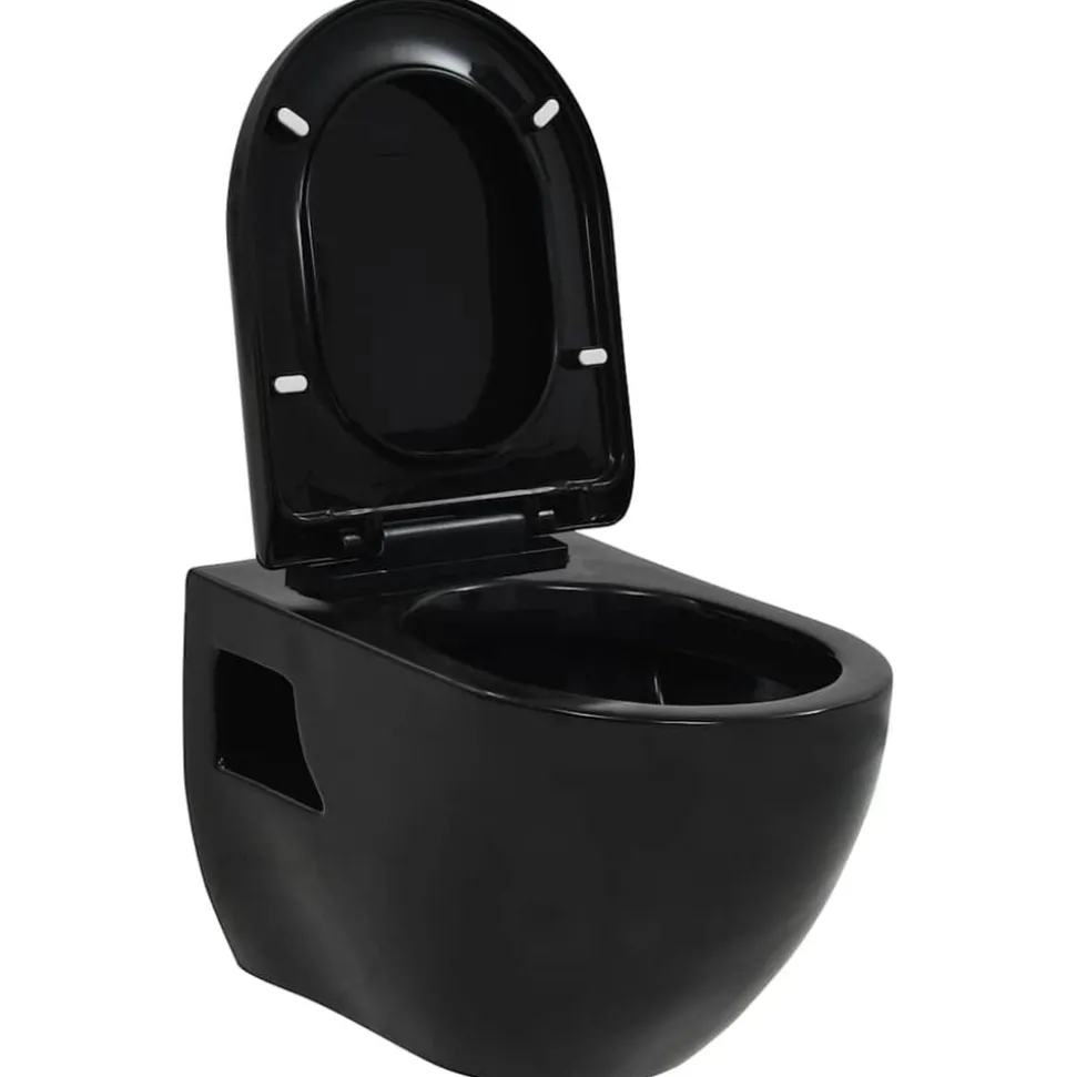 vidaXL Wandtoilet keramiek zwart