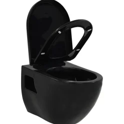 vidaXL Wandtoilet keramiek zwart