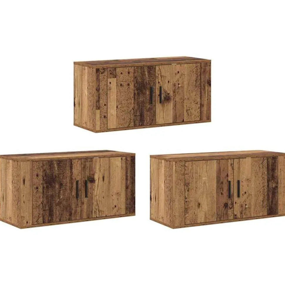 vidaXL Wandtv-kast Set 3 pcs Oud Hout 80 x 34,5 x 40 cm Bewerkt hout