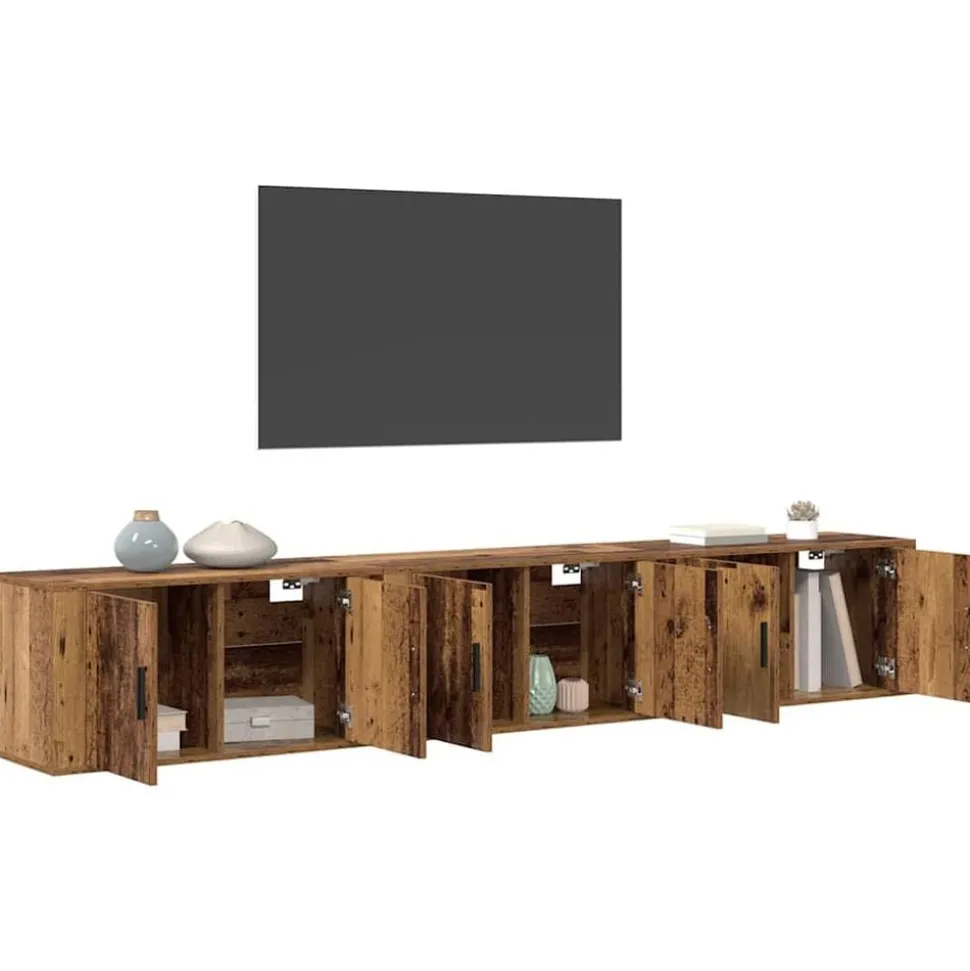vidaXL Wandtv-kast Set 3 pcs Oud Hout 80 x 34,5 x 40 cm Bewerkt hout