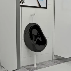 vidaXL Wandurinoir met spoelklep keramiek zwart