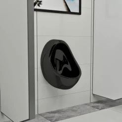 vidaXL Wandurinoir met spoelklep keramiek zwart