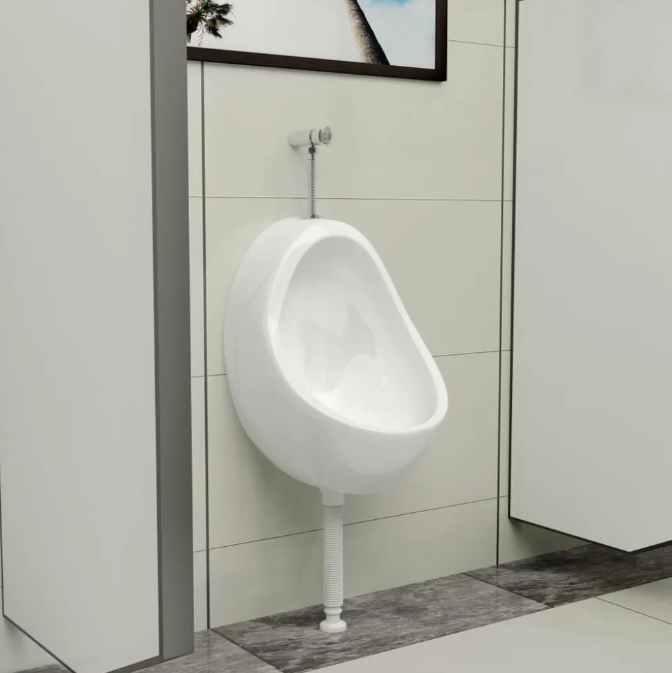 vidaXL Wandurinoir met spoelklep keramiek wit