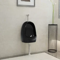 vidaXL Wandurinoir met spoelklep keramiek zwart