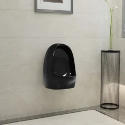 vidaXL Wandurinoir met spoelklep keramiek zwart