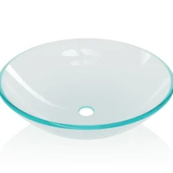 vidaXL Wasbak gehard glas 42 cm transparant