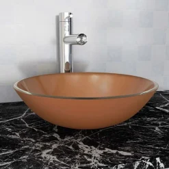 vidaXL Wasbak gehard glas 42 cm bruin