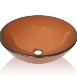 vidaXL Wasbak gehard glas 42 cm bruin