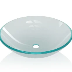 vidaXL Wasbak gehard glas 42 cm matglas