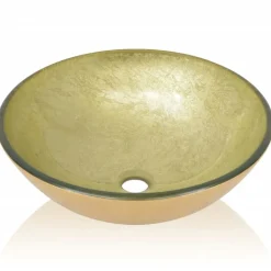 vidaXL Wasbak gehard glas 42 cm goud