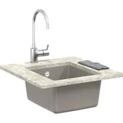 vidaXL Wasbak Grijs 370 x 460 mm 80% Kwarts en 20% Hars