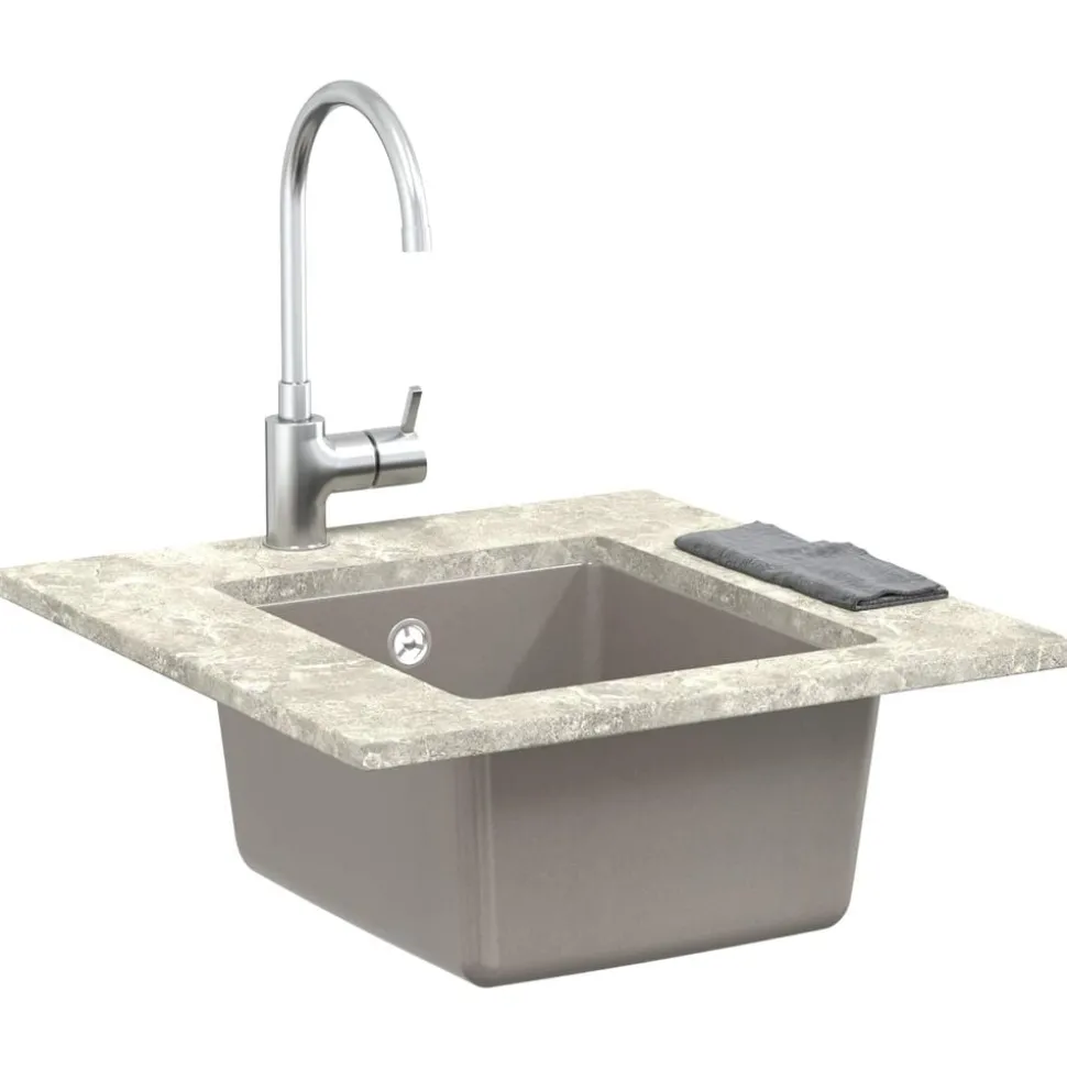 vidaXL Wasbak Grijs 370 x 460 mm 80% Kwarts en 20% Hars